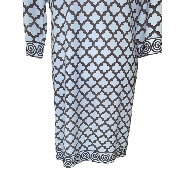 Gretchen Scott Bordertown Cornflower Blue Vneck Jersey Tunic Shift Dress - M - Picture 8 of 11